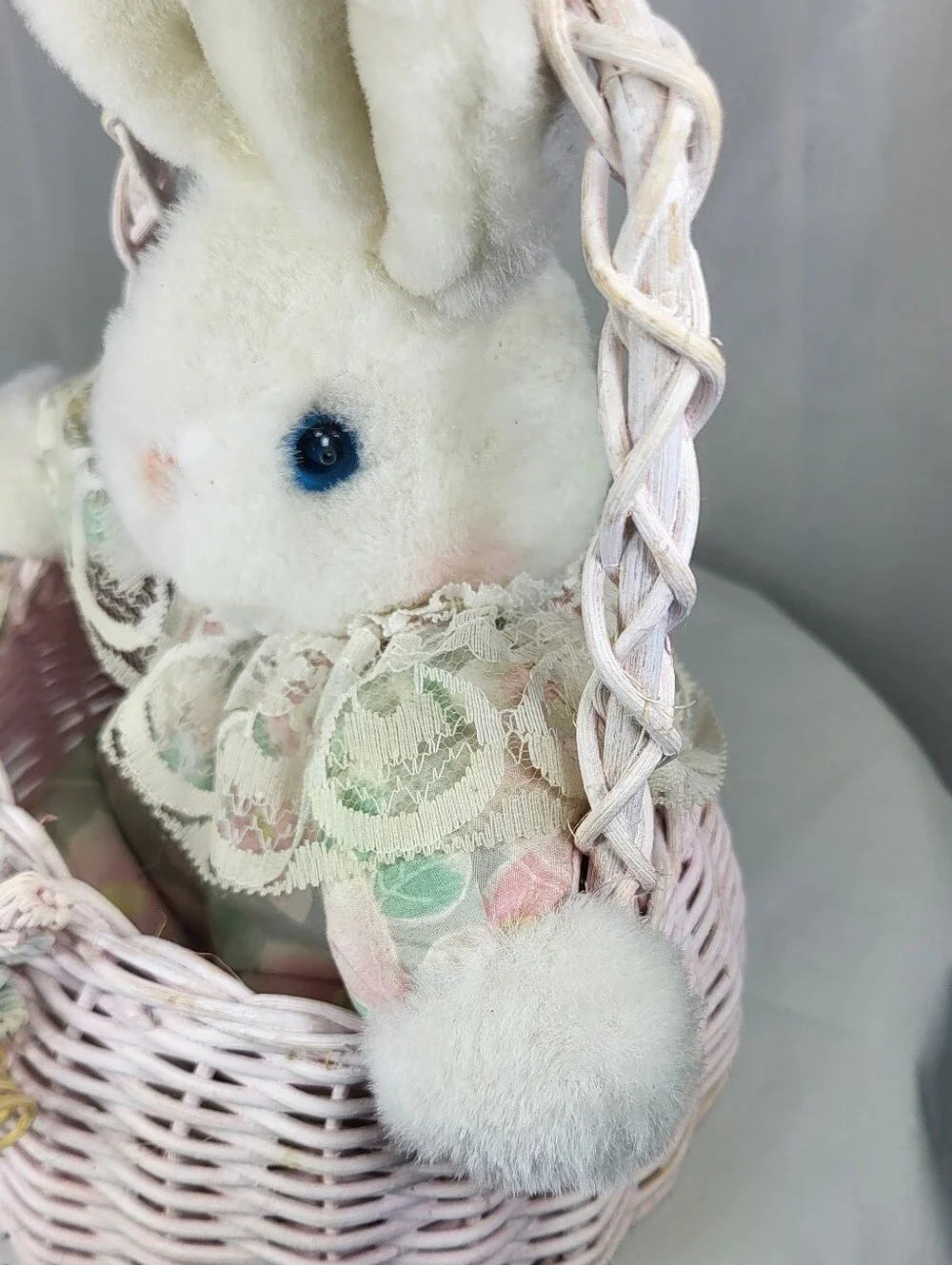 Soft Expressions Plush Bunny in Pink Wicker Basket 8.5